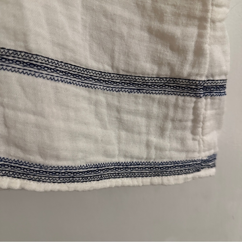 Forever 21 Dress Womens Medium White Blue Embroidered Boho Peasant 3/4 Sleeve - Picture 2 of 10